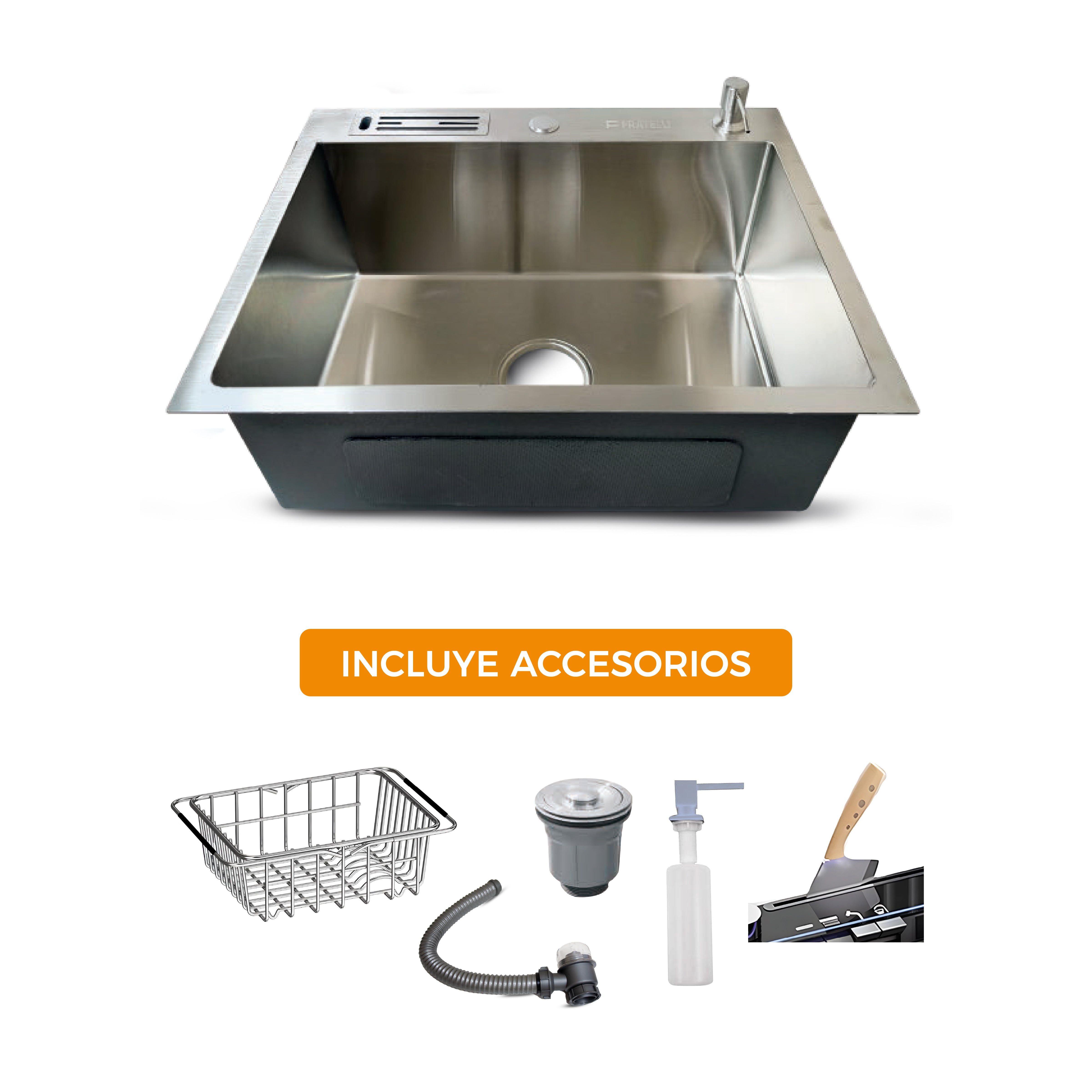 Prm-6045S Lavadero De Acero Inox. Satinado C/Acces. 60X45X23Cm - Fratelli